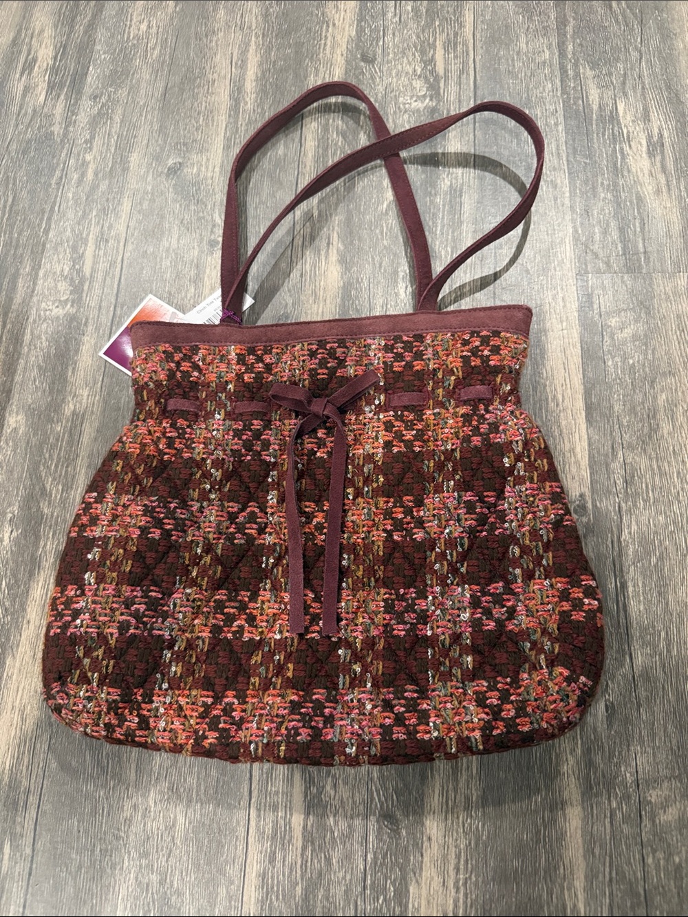 Vera Bradley Clinch Tote Tweed burgundy color